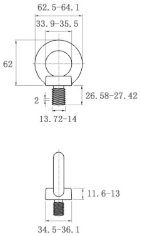 Bản vẽ kỹ thuật Bulong Vòng Thép Mạ Kẽm DIN580 M14x27