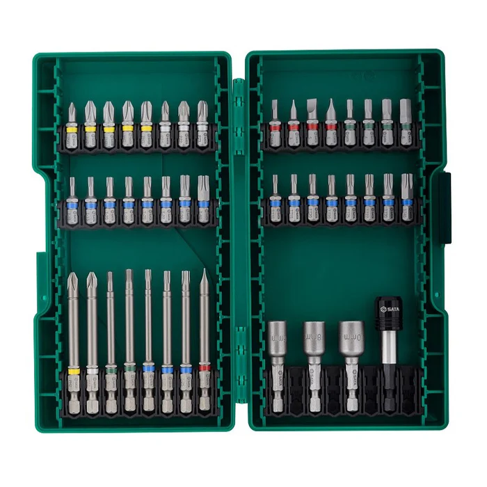 Bộ 44 Phụ Kiện Mũi Vít Và Khoan Sắt Cho Máy Bắn Vít Cốt 6.35 mm SATA 09337