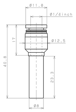 Bản vẽ kỹ thuật Đầu Nối Nhanh Khí Nén Giữa Ống Khí Và Fitting Dạng Nối Giảm Pisco PGJ8-1/4W
