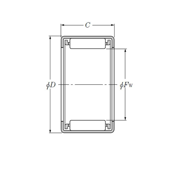 Bản vẽ kỹ thuật Vòng Bi Kim Vỏ Dập 40x47x20 mm NTN HK4020