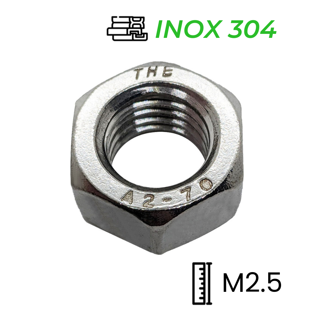 Tán Inox 304 DIN934 M2.5