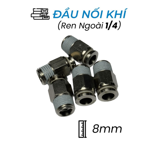 Đầu Nối Nhanh Khí Nén Đồng Ø8mm - Ren Ngoài 1/4" CDC BPC 08R02