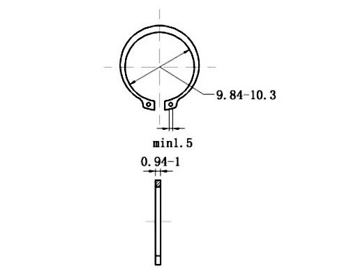 Bản vẽ kỹ thuật Phe Gài Trục Thép 65Mn DIN471 D11x1.0