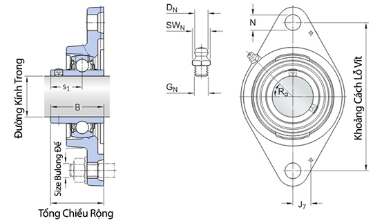 Bản vẽ kỹ thuật Gối Đỡ Vòng Bi SKF UCFL 207