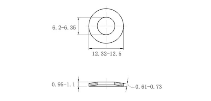 Bản vẽ kỹ thuật Lông Đền Lò Xo Đĩa Thép Đen DIN2093 M6 (6.2x12.5x0.7)