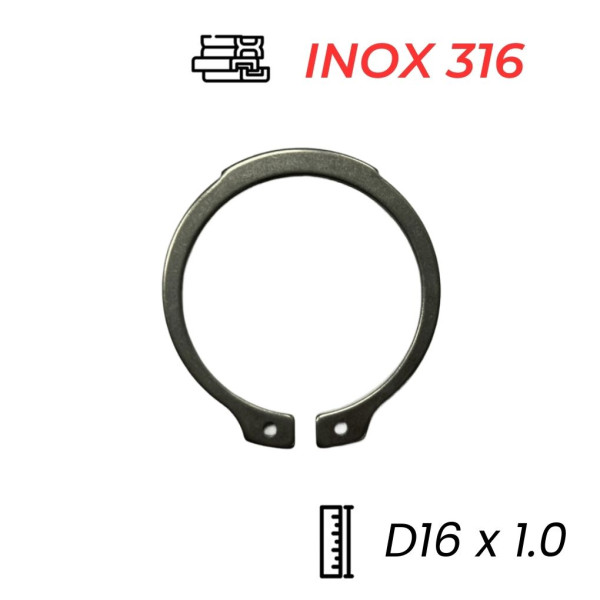 Phe Gài Trục Inox 316 DIN471 D16x1.0
