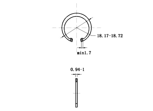 Bản vẽ kỹ thuật Phe Gài Lỗ Thép 65Mn DIN472 D17x1.0