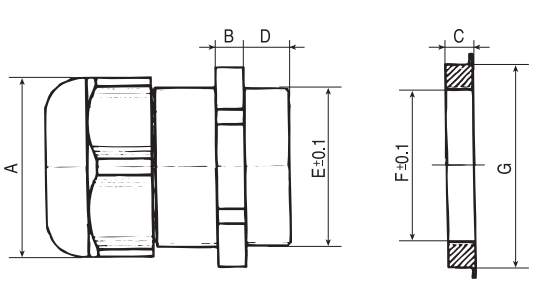 Bản vẽ kỹ thuật Ốc Siết Cáp Điện Nhựa PA66 Màu Đen PG 36 DONG-A DACL36