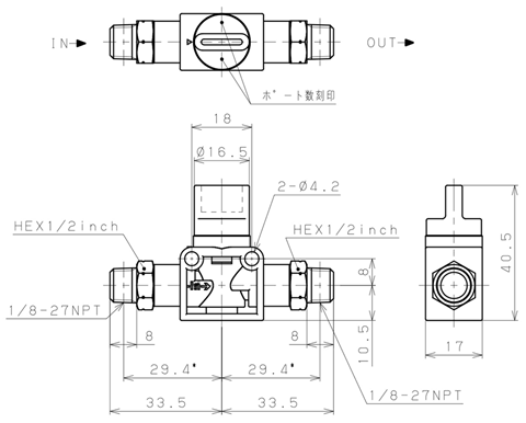 Bản vẽ kỹ thuật Van Tay Khí Nén Pisco HVN1-N1-2U