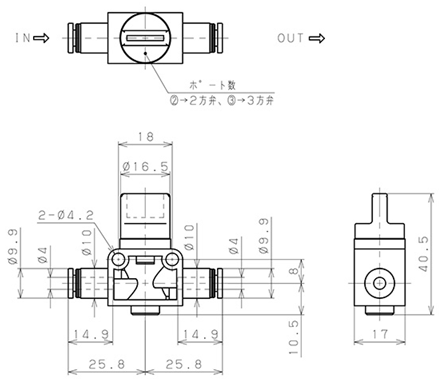Bản vẽ kỹ thuật Van Tay Khí Nén Pisco HV4-4W