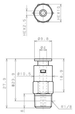 Bản vẽ kỹ thuật Đầu Nối Nhanh Khí Nén Dạng Thẳng Thân Lục Giác Ren Ngoài Pisco APC4-01-TP-C