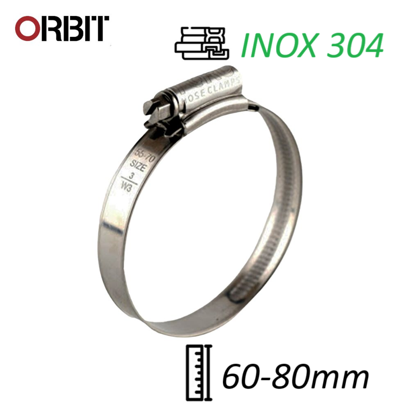 Đai Siết Cổ Dê Inox 304 - Orbit Dùng Cho Ống 60-80mm