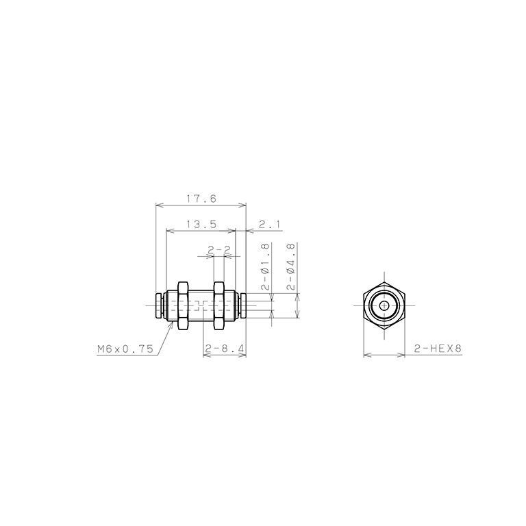 Bản vẽ kỹ thuật Đầu Nối Nhanh Khí Nén Dạng Thẳng Ren Ngoài Lắp Kẹp Vách Pisco PM180M