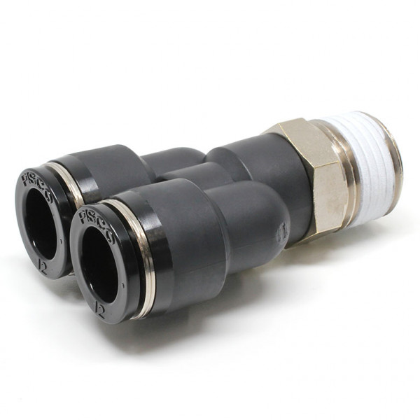 Đầu Nối Nhanh Khí Nén Dạng Chữ Y Ren Ngoài Pisco PX12-04-C