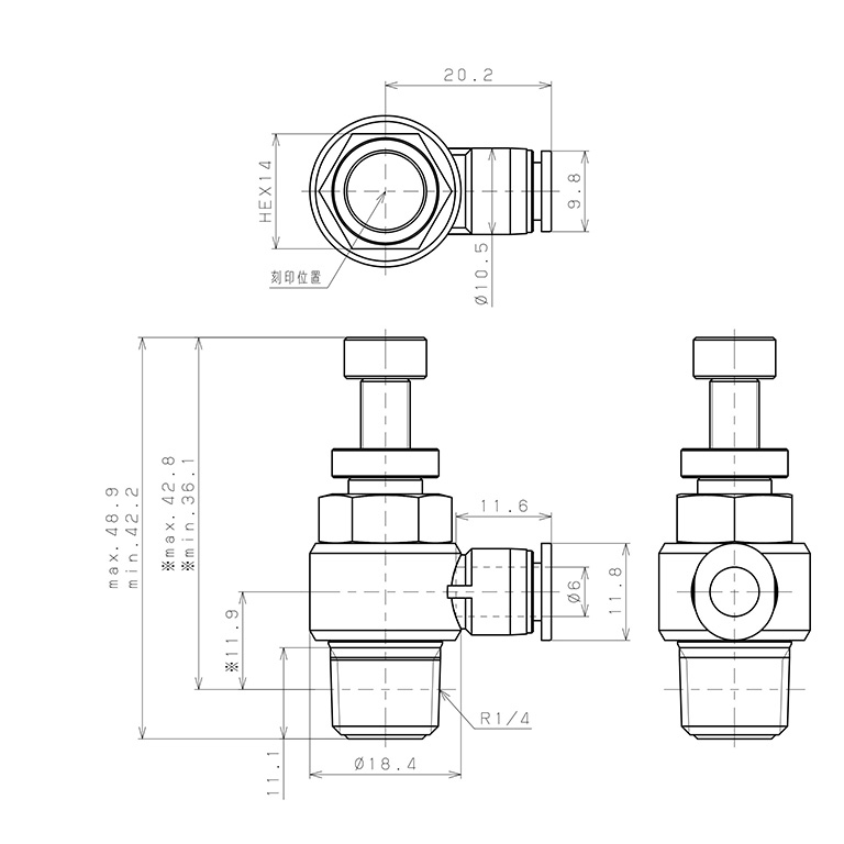 Bản vẽ kỹ thuật Van Tiết Lưu Khí Nén Pisco JSC6-02A-C