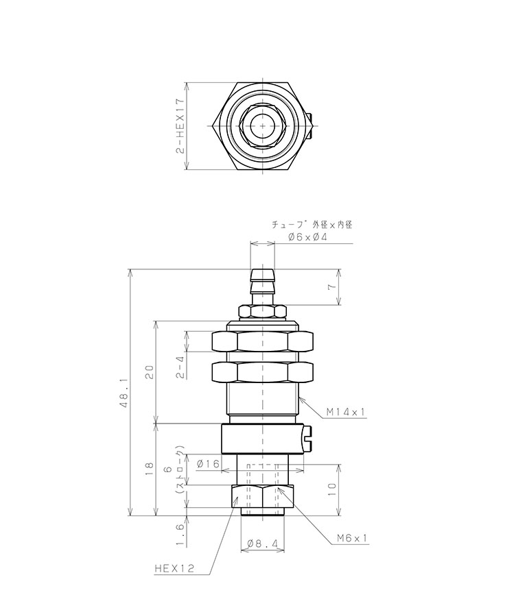 Bản vẽ kỹ thuật Bộ Nấm Hút Chân Không Và Giá Đỡ, Cao Su Nitrile (NBR), O.D 40 mm, Pisco VPC40-6RN-6B