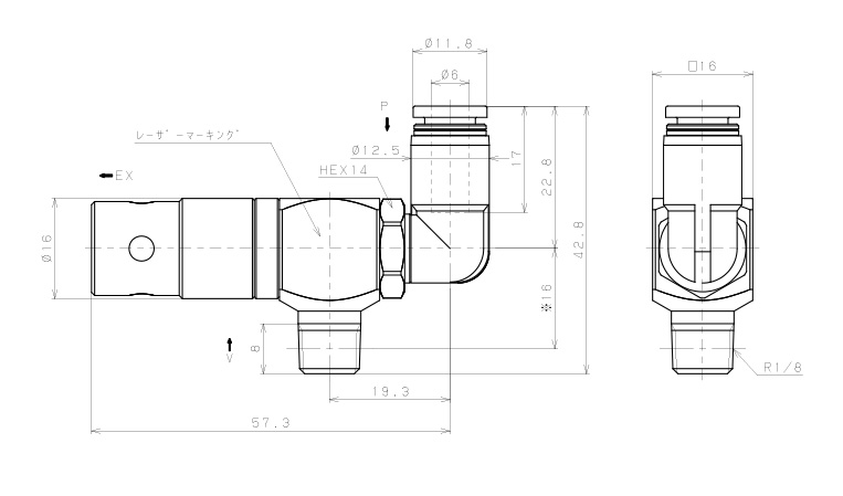 Bản vẽ kỹ thuật Bộ Tạo Chân Không Dòng VM - VC Pisco VCL10-016L