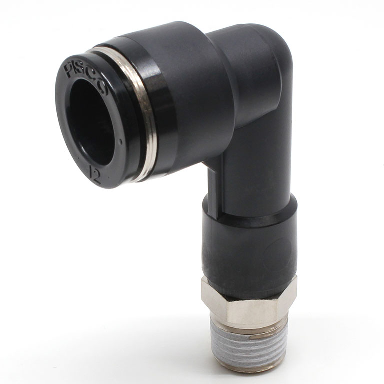 Đầu Nối Nhanh Khí Nén Dạng Cong 90° Ren Ngoài (Dài) Pisco PLL12-02W-C