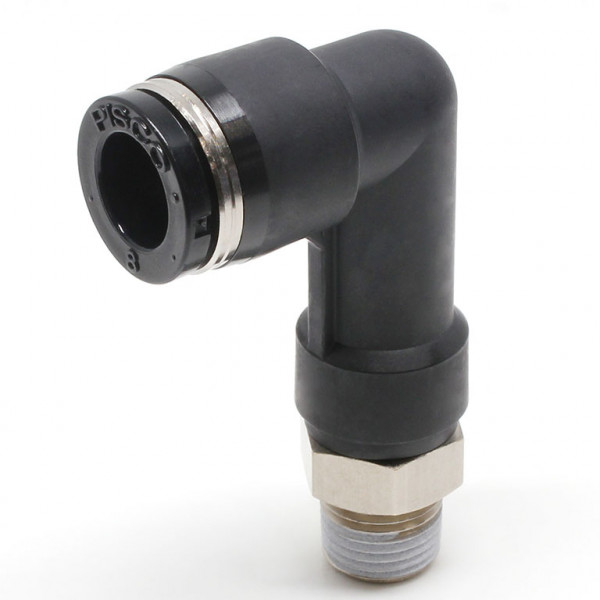 Đầu Nối Nhanh Khí Nén Dạng Cong 90° Ren Ngoài (Dài) Pisco PLL8-01W