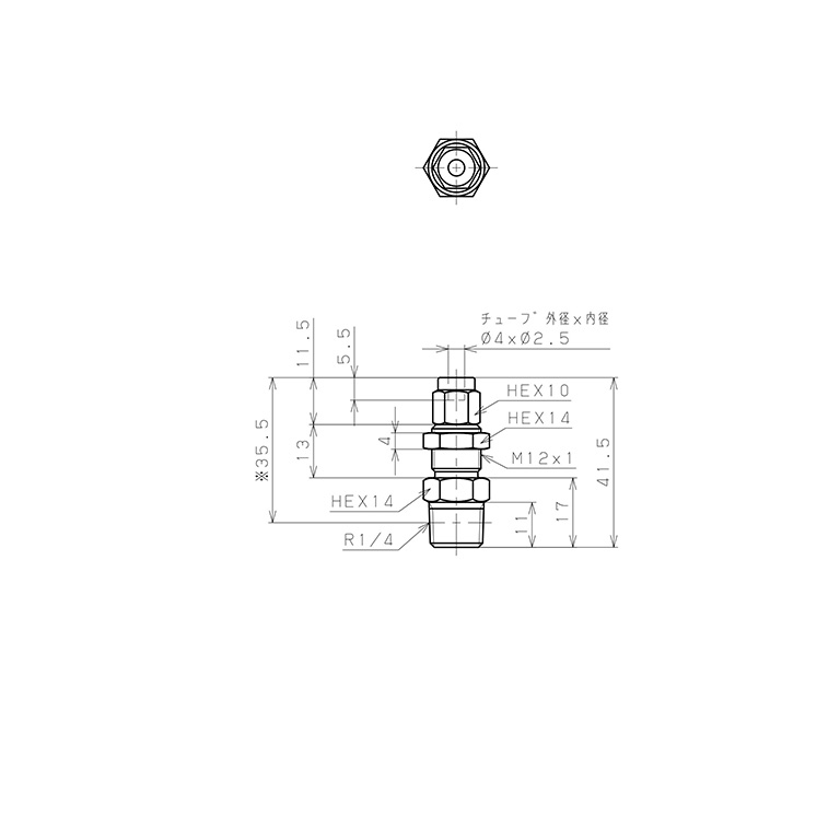 Bản vẽ kỹ thuật Đầu Ngạnh Nối Ống Có Đai Ốc Xiết Dạng Lắp Vách Ren Ngoài Pisco NSMC0425-02-TP