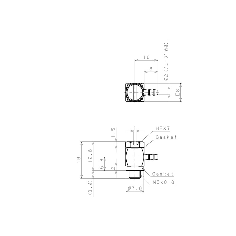 Bản vẽ kỹ thuật Đầu Ngạnh Nối Ống Dạng Cong 90° Đầu Lục Giác Ren Ngoài Pisco LH-0320-M5
