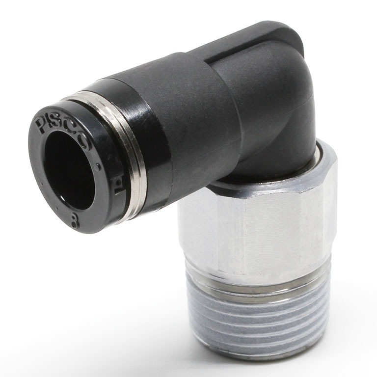 Đầu Nối Nhanh Khí Nén Dạng Cong 90° Ren Ngoài Có Khớp Xoay Pisco RL10-01
