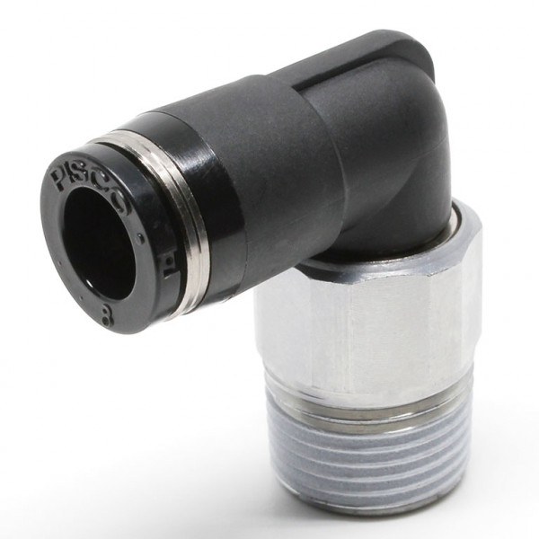 Đầu Nối Nhanh Khí Nén Dạng Cong 90° Ren Ngoài Có Khớp Xoay Pisco RL8-03