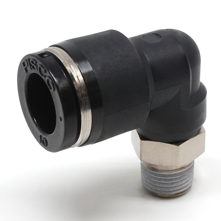 Đầu Nối Nhanh Khí Nén Cong 90° Phi 10mm Ren Ngoài R1/8 Pisco PL10-01