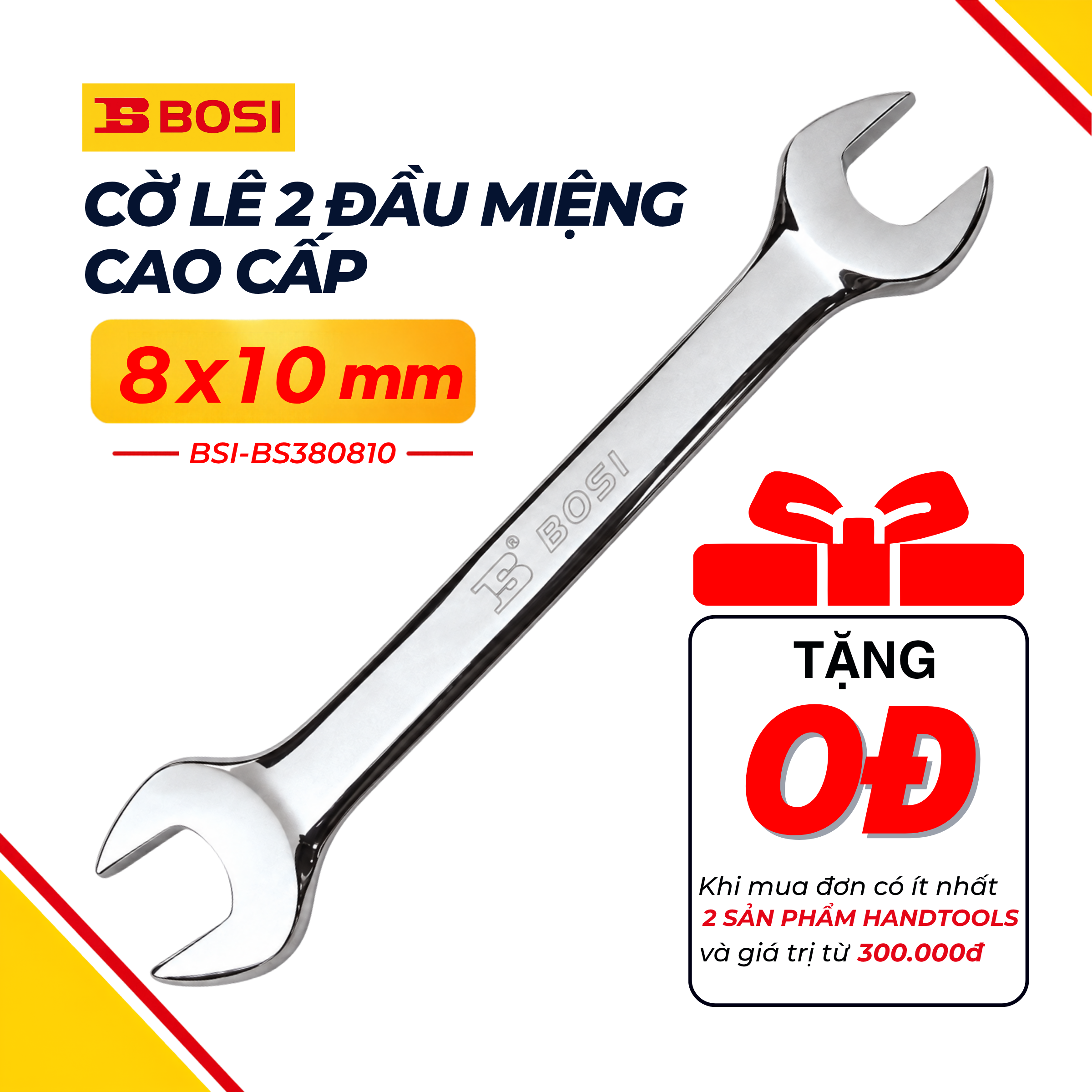 Cờ Lê 2 Đầu Miệng Cao Cấp 8x10 mm Bosi BS380810