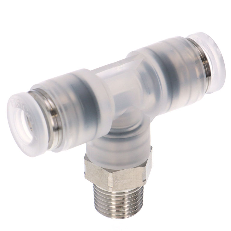 Đầu Nối Nhanh Khí Nén Dạng Chữ T Ren Ngoài Pisco PPB10-02SUS-C