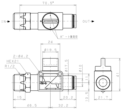 Bản vẽ kỹ thuật Van Tay Khí Nén Pisco HV04-10