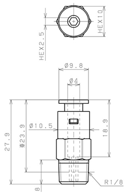 Bản vẽ kỹ thuật Đầu Nối Nhanh Khí Nén Dạng Thẳng Thân Lục Giác Ren Ngoài Pisco APC4-01
