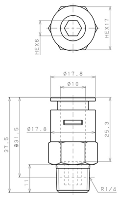 Bản vẽ kỹ thuật Đầu Nối Nhanh Khí Nén Dạng Thẳng Thân Lục Giác Ren Ngoài Pisco APC10-02-N-C