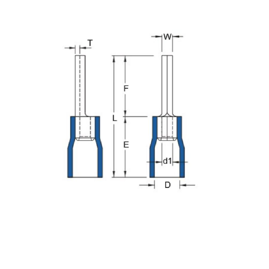 Bản vẽ kỹ thuật Pin Chốt Có Nhựa 0.2-0.5mm2 KST PTV0.5-9
