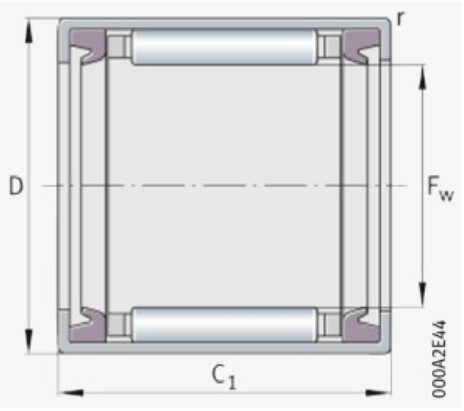 Bản vẽ kỹ thuật Vòng Bi Kim Vỏ Dập 10x14x12mm INA HK1012-RS-FPM-B-L271