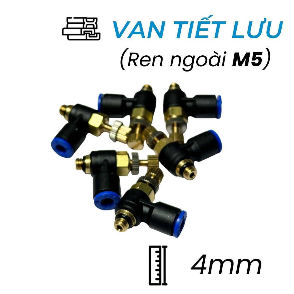 Van Tiết Lưu Khí Nén Ø4mm - Ren Ngoài M5 CDC MSC 04M5 (Màu Đen)