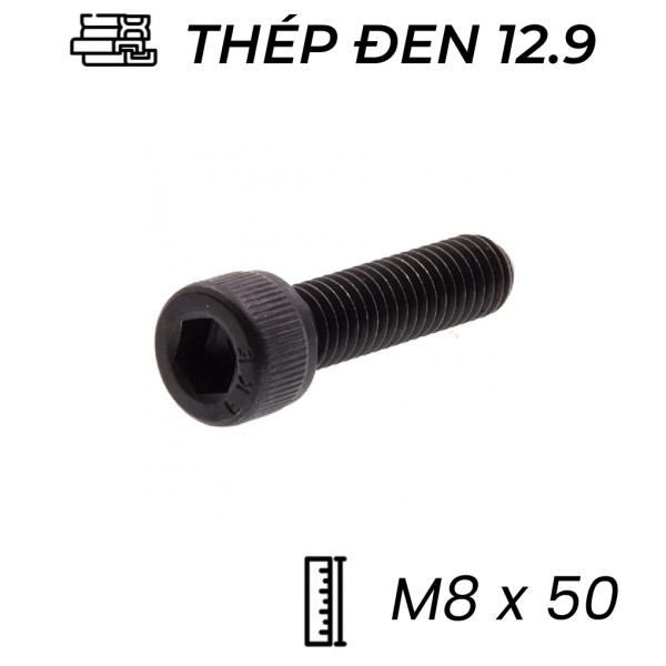 Lục Giác Chìm Đầu Trụ Thép Đen 12.9 DIN912 M8x50 (25Cái/Bịch)