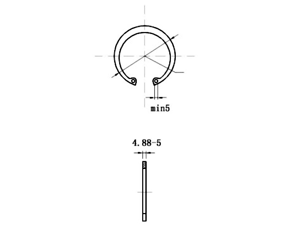 Bản vẽ kỹ thuật Phe Gài Lỗ Thép 65Mn DIN472 D255x5.0