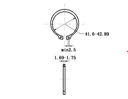 Bản vẽ kỹ thuật Phe Gài Trục Thép 65Mn DIN471 D46x1.75