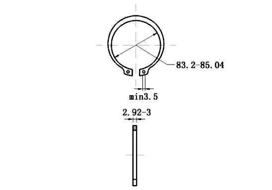 Bản vẽ kỹ thuật Phe Gài Trục Thép 65Mn DIN471 D90x3.0