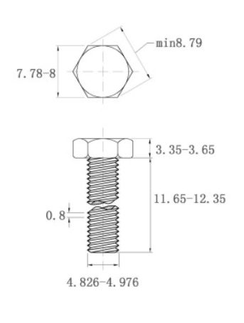 Bản vẽ kỹ thuật Bulong Inox 316 DIN933 M5x12