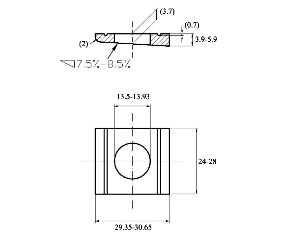Bản vẽ kỹ thuật Lông Đền Vuông Thép Mạ Kẽm DIN434 M12