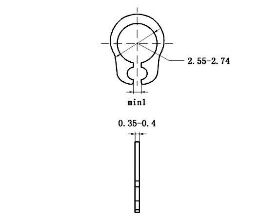 Bản vẽ kỹ thuật Phe Gài Trục Thép 65Mn DIN471 D3x0.4