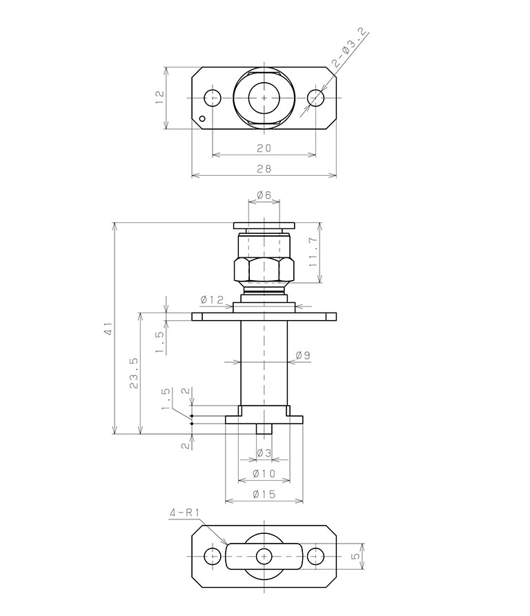 Bản vẽ kỹ thuật Bộ Nấm Hút Chân Không Hình Oval Và Giá Đỡ, Nitrile,  O.D 8x30 mm, Pisco VPAE8x30EN-6J