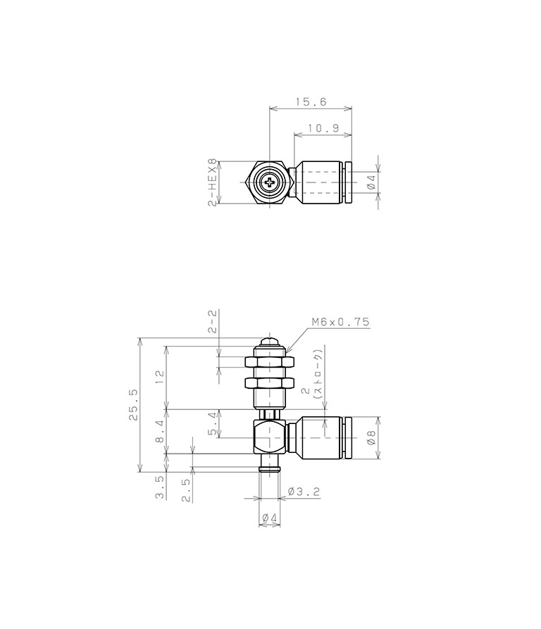 Bản vẽ kỹ thuật Bộ Nấm Hút Chân Không Và Giá Đỡ, Cao Su Nitrile (NBR), O.D 8 mm, Pisco VPMD8-2RN-4J