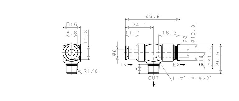 Bản vẽ kỹ thuật Van Xả Nhanh Khí Nén Pisco EQ01-C06P01C08