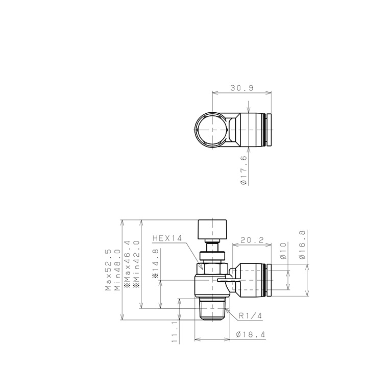 Bản vẽ kỹ thuật Van Điều Chỉnh Áp Suất Khí Nén Pisco JPC10-02