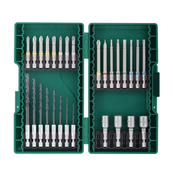 Bộ 28 Phụ Kiện Mũi Vít Và Khoan Sắt Cho Máy Bắn Vít Cốt 6.35 mm SATA 09336