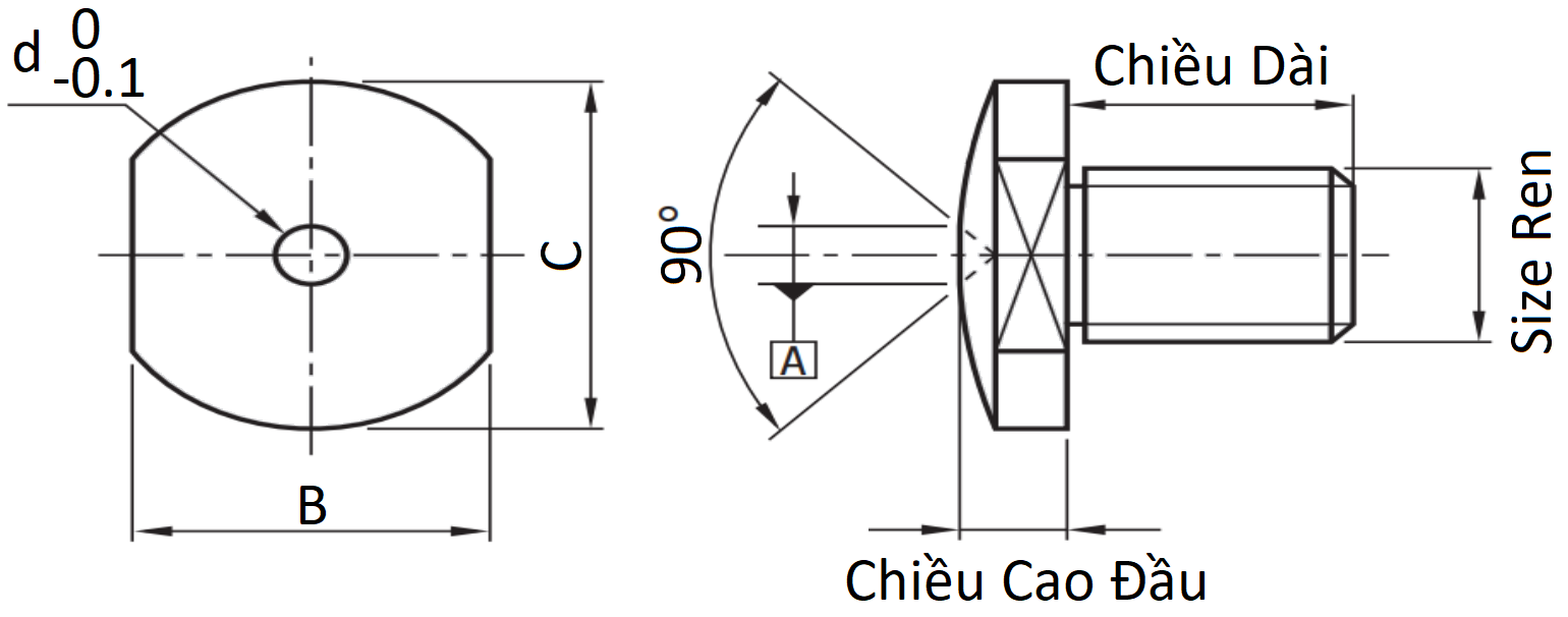 Bản vẽ kỹ thuật Ball Buttons M5x6 TBBT5