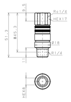 Bản vẽ kỹ thuật Bộ Đầu Ngạnh Nối Ống Dẫn Điều Khiển Nhiệt Độ Khuôn Đúc Dạng Thẳng Ren Trong Pisco AKC10-02F02